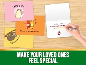 The fun cards with envelopes of you comes with uplifting messages.
