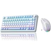SOLAKAKA A75 and SM600,Wireless Keyboard and Mouse Combo for Gaming,White