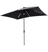 Helios&Hestia 6.5x10 ft Solar Powered Rectangular Outdoor Market Patio Umbrella with LED Lights a...