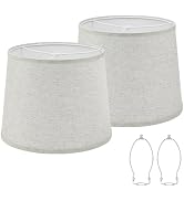 2 Pack Drum Lampshades, 11" Top x 13" Bottom x 10" High, Beige Lamp Shades | Medium Replacement L...