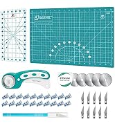 Headley Tools Rotary Cutter Set - 45mm Fabric Cutter, 5 Extra Rotary Blades, A3 Cutting Mat, Quil...