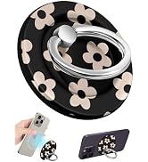 Lotadilo for Magnetic Phone Ring Holder Compatible with MagSafe for Women Girls - Cute Black Flow...