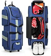 JMIANeodark 70L Catchers Gear Bag with Wheels, Soft Rolling Baseball & Softball Bag for 4 Bats, M...