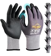 TitanFlex Work Gloves Microfoam Nitrile Coated Men Women-6 Pairs, Safety Warehouse Gloves Mens Wo...