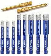 10-Piece Diamond Drill Bit Set for Ceramic, Tile, Porcelain, Marble, Granite, Stone, Glass, Pot, ...