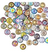 BEEFLYING 100pcs 10mm Glass Dome Cabochons Half Round Cabochons Pendants for Jewelry Making