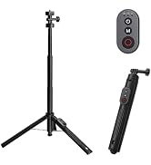 Raywowo 59" Selfie Stick Tripod with Remote for Action Cameras, Extendable Bluetooth Tripod Stand...