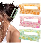 GQLV Big Hair Claw Clips for Women/Girls,3PCS 3.8" Nonslip Strong Hold Square Claw Clips for Thic...