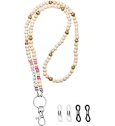 BeYumi 5Pcs Wooden Beaded Lanyards for ID Badges Women Teacher Lanyard with ID Holder School Work...