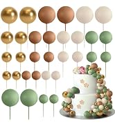 ASTARON 32 Pcs Ball Cake Topper Decorations Mini Balloons Cake Topper Sticks Foam Balls Cake Pick...