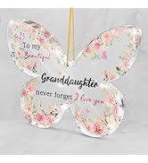 Pink Butterfly Acrylic Memorial Plate, Gift for Great Granddaughter, Pink Floral Decoration, Perf...