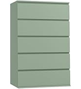 FOTOSOK 5 Drawer Dresser Tall Dresser with Large Storage Space, Modern Chest of Drawers, 23.6L x ...