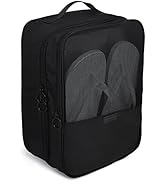 Aosbos Shoe Bag, 2 Layers, Black, Travel Portable, Storage Pouch, Trolley Sleeve Compatible, Stru...