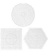 H&W 3PCS 5mm Fuse Beads Boards, Large Clear Pegboards Kits, Hexagon & Square & Round, with Gift 4...