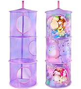 Basumee Stuffed Animal Net or Hammock 2Pcs Hanging Stuffed Animal Storage 3 Compartments Toy Net ...