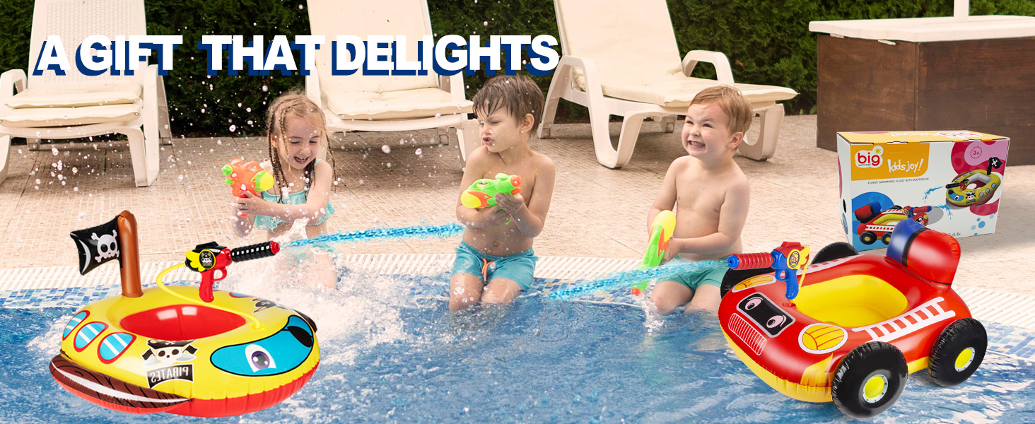 pool floats kids pool toys for toddlers 3-5 4-8 swimming floaties water gun inflatables pirate ship