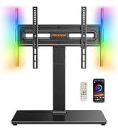 Perlegear Universal Swivel TV Stand with LED Lights for 30–70 inch TVs, Height Adjustable Table T...