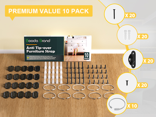 5.5 Booda Brand black furniture anchors 10 pack