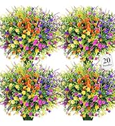 Besteek 20 Bundles Artificial Flowers for Outdoors Fake Plastic Flowers UV Resistant Realistic Fa...