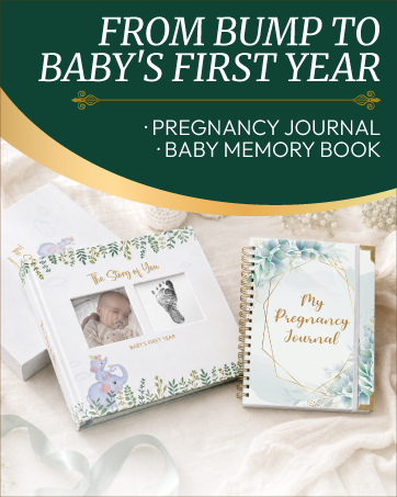 Pregnancy journal and baby memory book gift set.