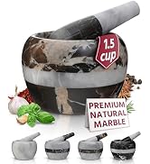 Gusto Nostro Natural Marble Mortar and Pestle Set Small| 4 Inch - 1.5 Cup | Mini Mortar Pestle Se...