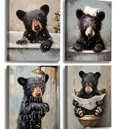 Bear Bathroom Canvas Wall Art
