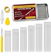 42 Pcs Large Eye Hand Sewing Needles, 6 Sizes Easy Threading Sharp Stainless Steel Sewing Needles...