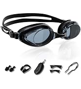 AzureWings 6 in 1 Swim Goggles for Men & Women,Upgraded Anti-Fog UV Swimming Goggles,No Leak Comf...