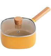 Nonstick Sauce Pan with Lid,7.1 Inch Milk Pot with Multiple Guided Flow Ports, Saucepan Cooking P...