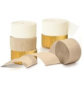 NICROHOME EUR Wedding Decorations, 6 Rolls Ivory White Gold Light Brown Crepe Paper Streamers for...