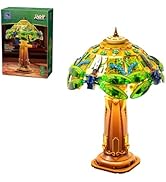PANTASY Vintage Style Table Lamp Bricks Set, Stained Glass Lamp Building Block Set, Dragonfly Flo...