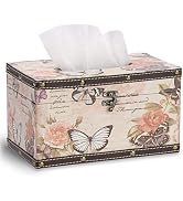 Hoowen Vintage Tissue Box Cover, Wood Rectangular Tissue Box Holder, Decorative Butterflies Faux ...