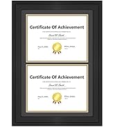 Golden State Art 14x20 Double Diploma Frame, Black Frame to Dispalay Double 8.5x11 Document with ...