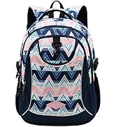 Geometric, Leaf or Galaxy Print Backpack for Girls-Boys Middle-School Elementary Bookbags