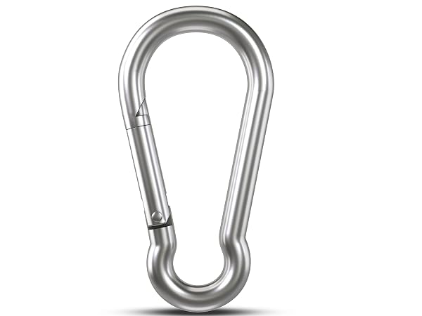 KINLINK Black Carbon Steel Carabiner Clips, Heavy Duty Spring Snap Hook