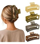 5 Inch XL Jumbo Claw Clips for Thick and Long Hair, 4-Pack Oversized Translucent Rectangle Hair C...