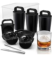 DOQAUS Clear Ice Cube Maker 2.5", Stainless Steel Soccer Ice Ball Maker Mold with Silicone Shell,...