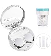 Contact Lens Travel Kit with Cleaner Washer, Portable Contact Box with Mirror Tweezers Remover To...
