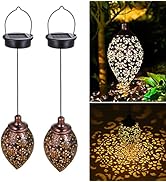 (2 Pack) Hanging Solar Lights, Tomshine Solar Lantern LED Moroccan Garden Decor, Metal Solar Lant...