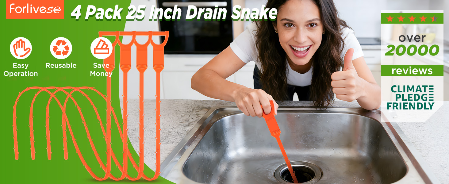 4 pack 25 inch drain snake