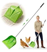 Thiswing Chicken Poop Scooper & Rake 2-in-1, Adjustable Handle Length from 38" to 66", Features M...