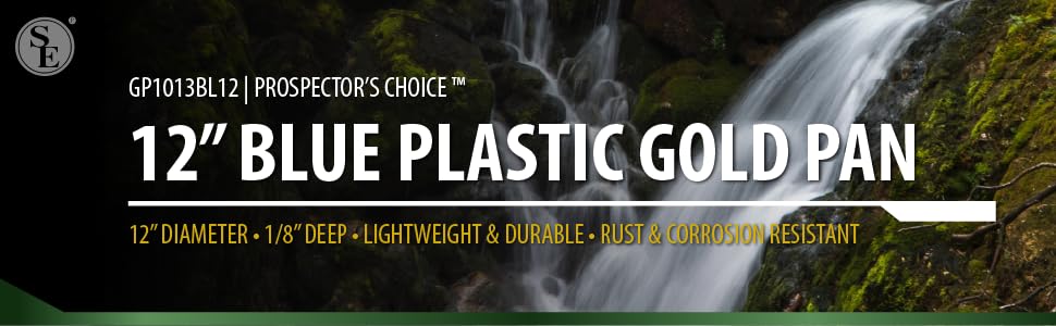 plastic gold pan image with waterfall picture