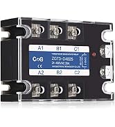 CGELE 3 Phase Solid State Relay SSR-25DA DC to AC Input 3-32VDC to Output 24-480VAC 25A Plastic C...