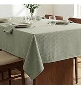 H.VERSAILTEX Rectangle Tablecloth Waffle Textured Waterproof Table Cloth Stain Resistant Wrinkle ...