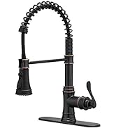 BWE Kitchen Sink Faucet with Deck Plate Single Handle Lever with Pull Down Sprayer Spring 3 Funct...