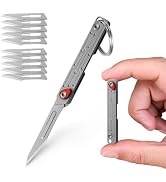 Joycube Small Keychain Knife, Mini Folding Pocket Knife with 10pcs Replaceable Surgical Blades, S...