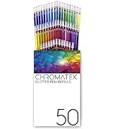 Glitter Pen Refills by Chromatek. 50 Refills. Super Glittery Ultra Vivid Colors. No Repeats. Prof...