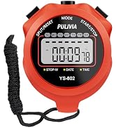 PULIVIA Stopwatch Timer Lap Split Digital Stopwatch with Clock Calendar Alarm, Large Display Stop...