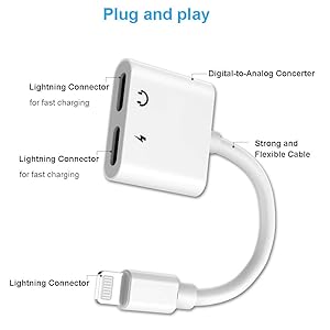X Adapter & Splitter/ 2 in 1 Dual Lightning Headphone Jack/iPhone /7Plus/ 8 NEW