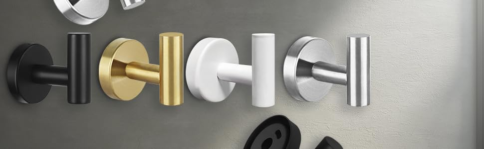 Wall Towel Hooks Coat Hook Bathroom Matte Black Robe Hook Stainless Steel Heavy Duty Door Hanger